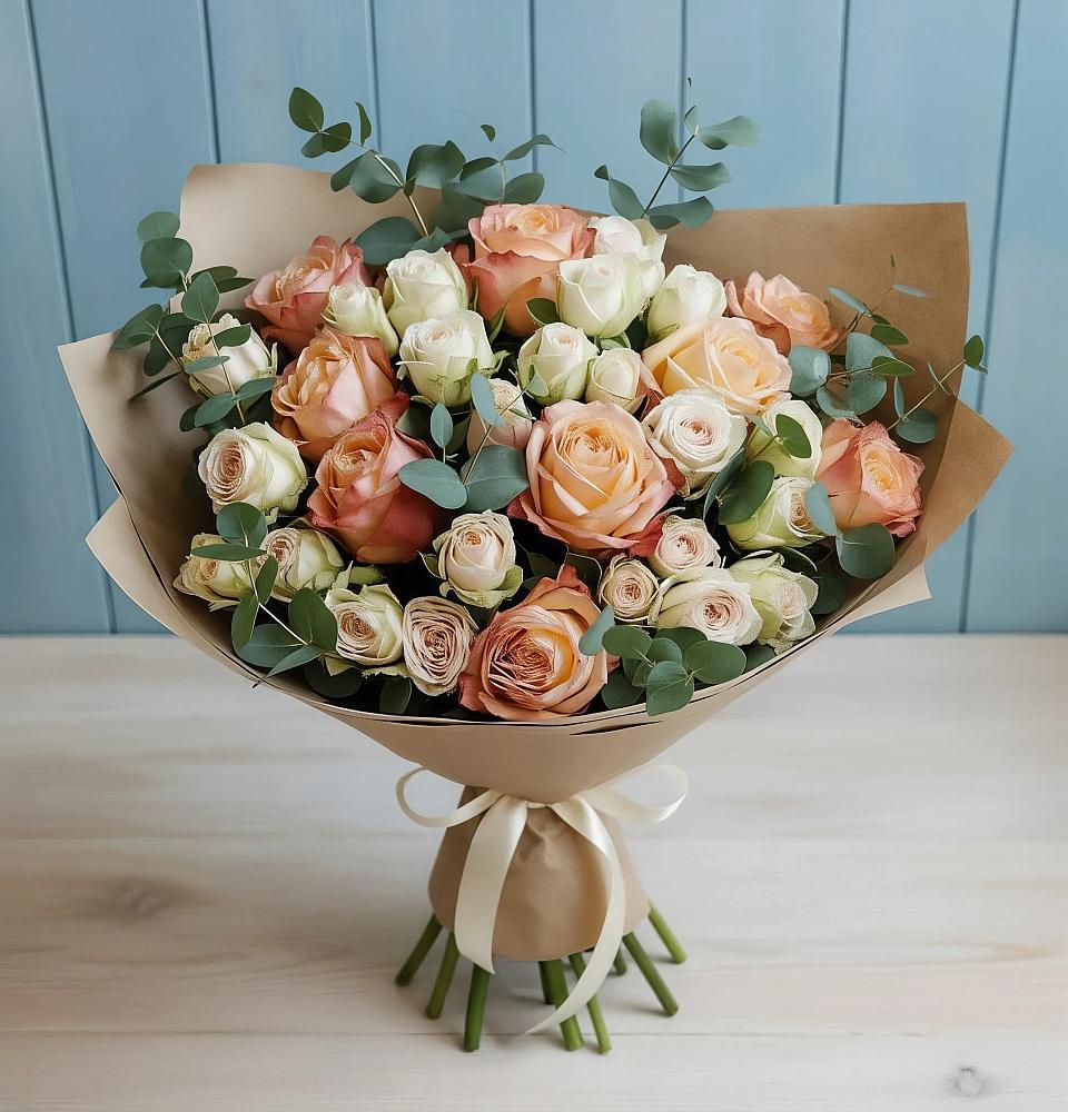 Букет цветов из: Альстромерии и Розы в Валуйках