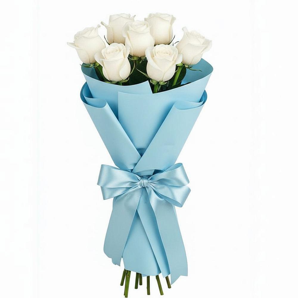 Букет 7 белых роз Проуд в Валуйках