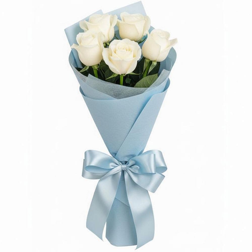 Букет 5 Белых роз Проуд в Валуйках