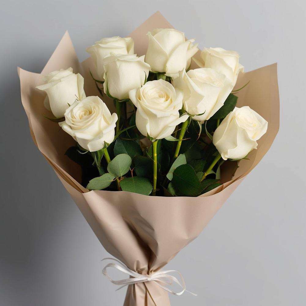 Букет 9 Белых роз Эдлесс Лав в Валуйках