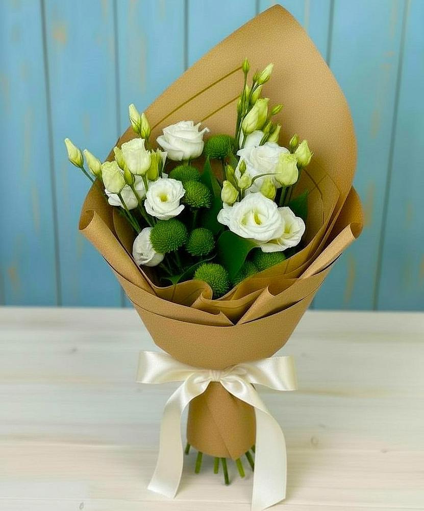 Букет цветов из: Хризантемы и Лизиантусы в Валуйках