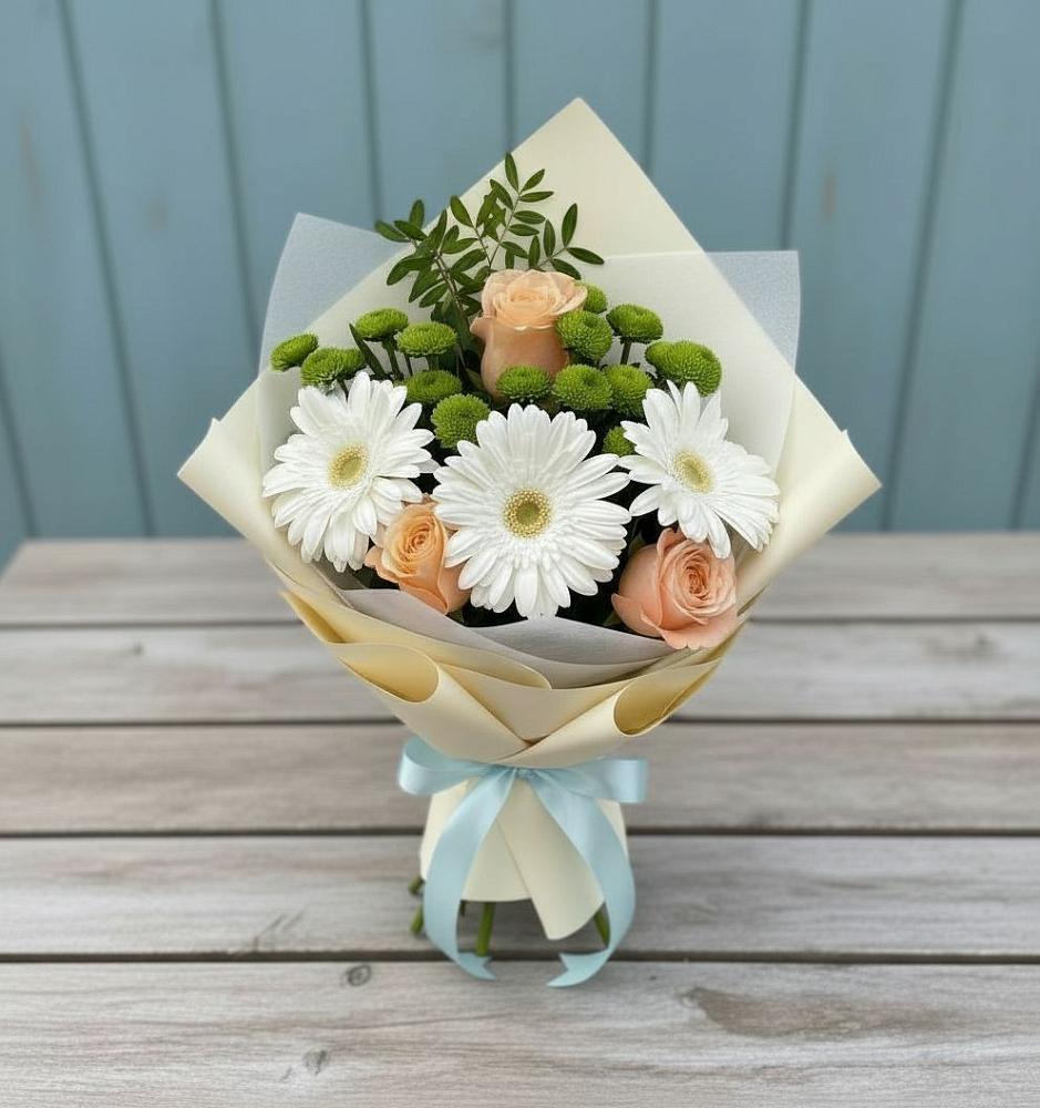 Букет цветов из: Герберы, Розы и Хризантемы в Валуйках