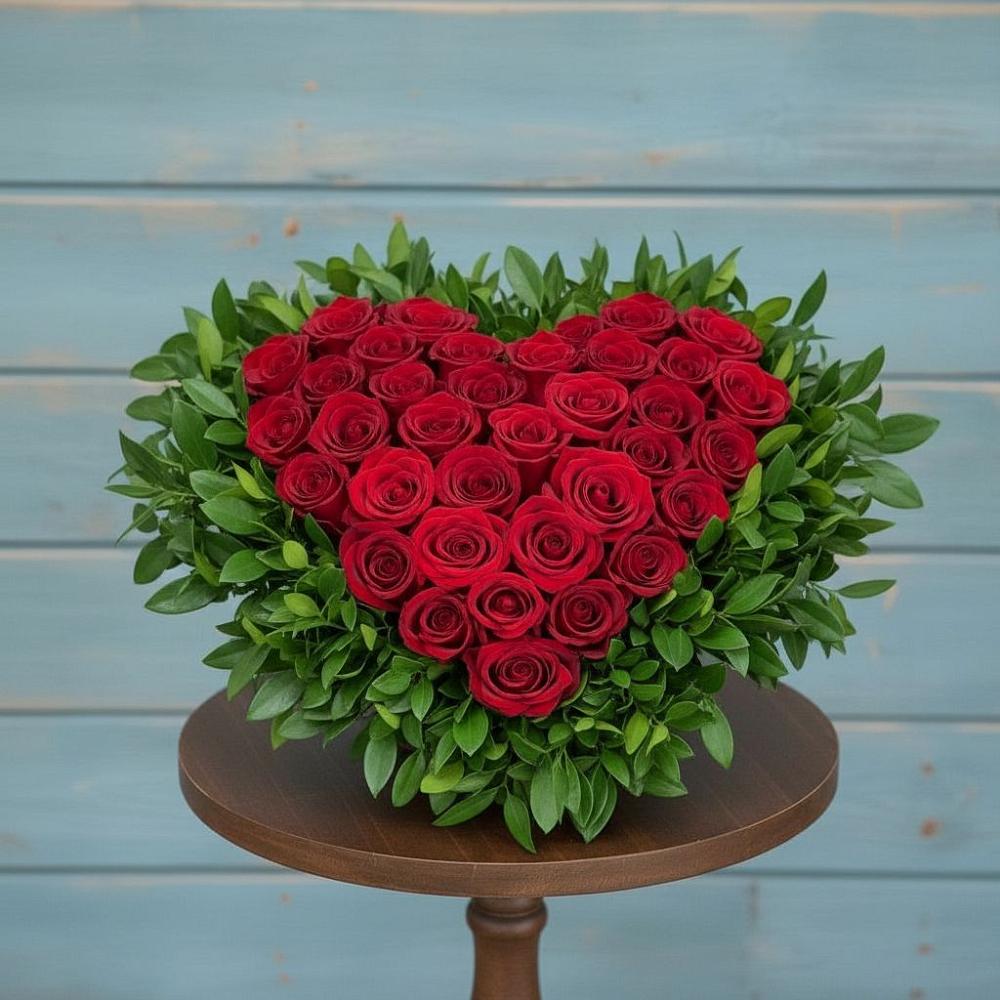 Цветочная композиция из Розы в виде сердца в Валуйках