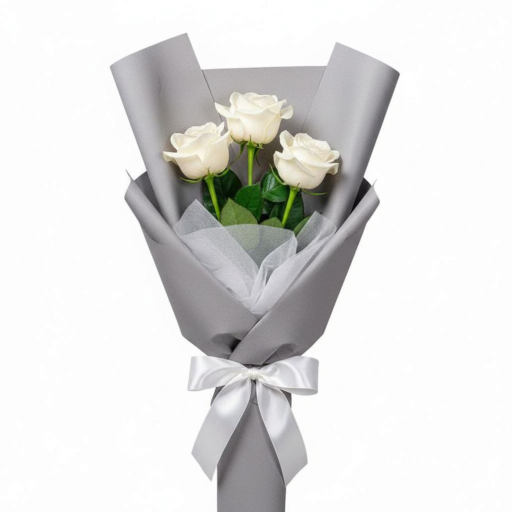 Букет 3 белые розы в Валуйках