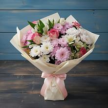 Букет цветов из:  Хризантемы, Альстромерии и Розы в Валуйках