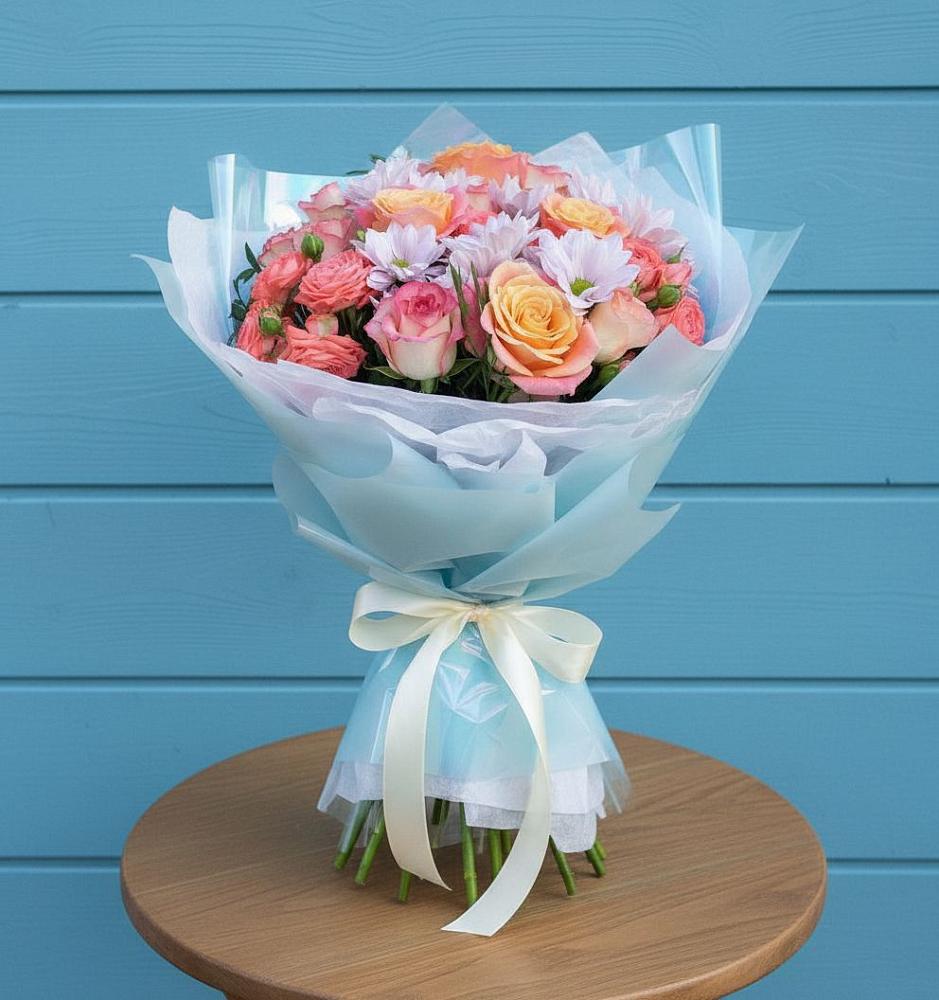 Букет цветов из: Хризантемы и Розы в Валуйках